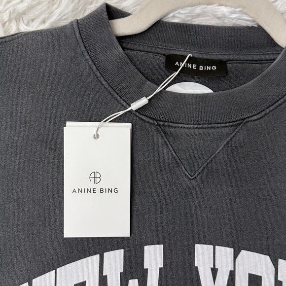 Anine Bing Ramona Sweatshirt in Washed Black SMALL - Picture 9 of 9
